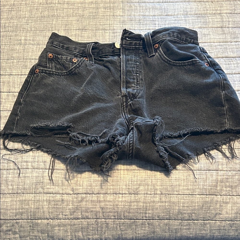 Levi's Black Distressed Cutoff Denim Shorts